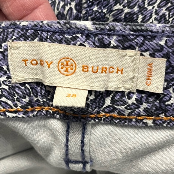 TORY BURCH Super Skinny Jeans with Purple Floral Pattern Womens size 28 denim - Picture 11 of 16